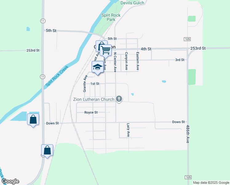 map of restaurants, bars, coffee shops, grocery stores, and more near 321 North Center Avenue in Garretson