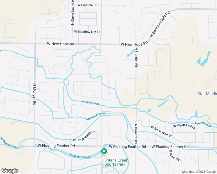 map of restaurants, bars, coffee shops, grocery stores, and more near 11100 West Floating Feather Road in Star