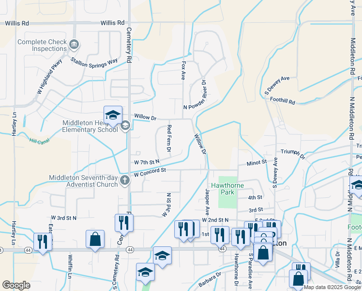 map of restaurants, bars, coffee shops, grocery stores, and more near 310 West 7th Street North in Middleton