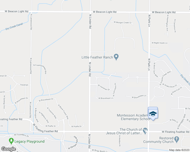 map of restaurants, bars, coffee shops, grocery stores, and more near 5264 West Montage Court in Eagle