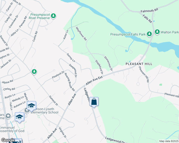 map of restaurants, bars, coffee shops, grocery stores, and more near 6 Carriage Road in Falmouth