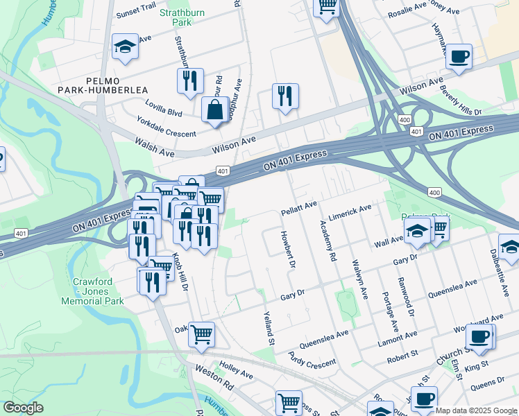 map of restaurants, bars, coffee shops, grocery stores, and more near 306 Pellatt Avenue in Toronto