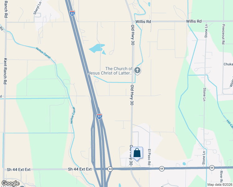 map of restaurants, bars, coffee shops, grocery stores, and more near 15191 Mink Road in Caldwell