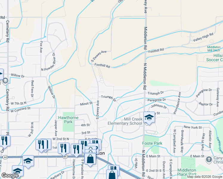 map of restaurants, bars, coffee shops, grocery stores, and more near 663 Kennedy Drive in Middleton