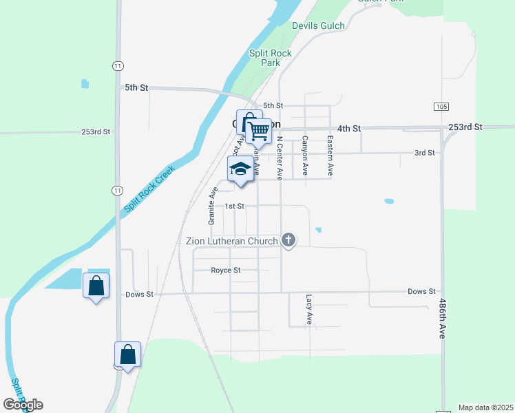 map of restaurants, bars, coffee shops, grocery stores, and more near 398 N Main Ave in Garretson