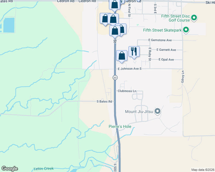 map of restaurants, bars, coffee shops, grocery stores, and more near 552 Highway 33 Scenic in Driggs
