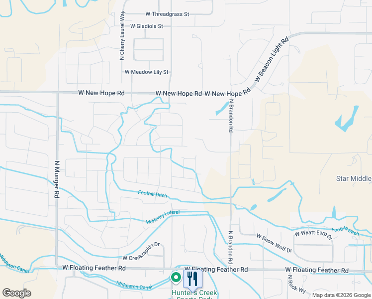 map of restaurants, bars, coffee shops, grocery stores, and more near 10965 West Beagle Flats Lane in Star