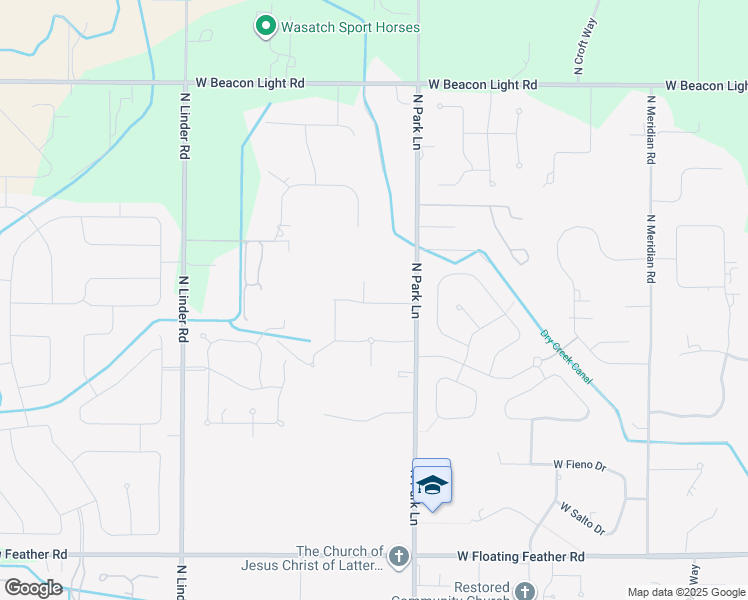 map of restaurants, bars, coffee shops, grocery stores, and more near 2055 North Park Lane in Eagle