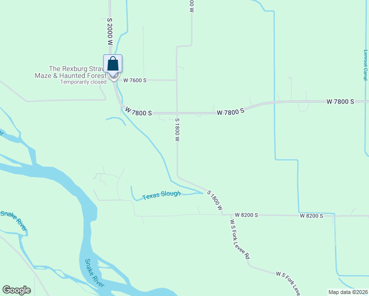 map of restaurants, bars, coffee shops, grocery stores, and more near 7925 180 W in Rexburg