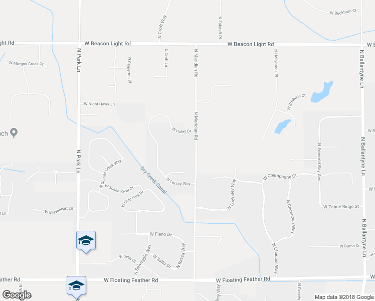 map of restaurants, bars, coffee shops, grocery stores, and more near 2139 North Meridian Road in Eagle