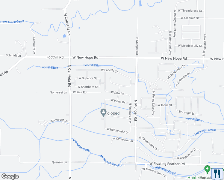 map of restaurants, bars, coffee shops, grocery stores, and more near 12304 West Rice Road in Star