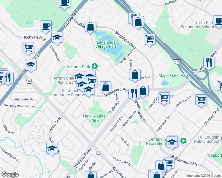 map of restaurants, bars, coffee shops, grocery stores, and more near 5 Wikander Way in Brampton