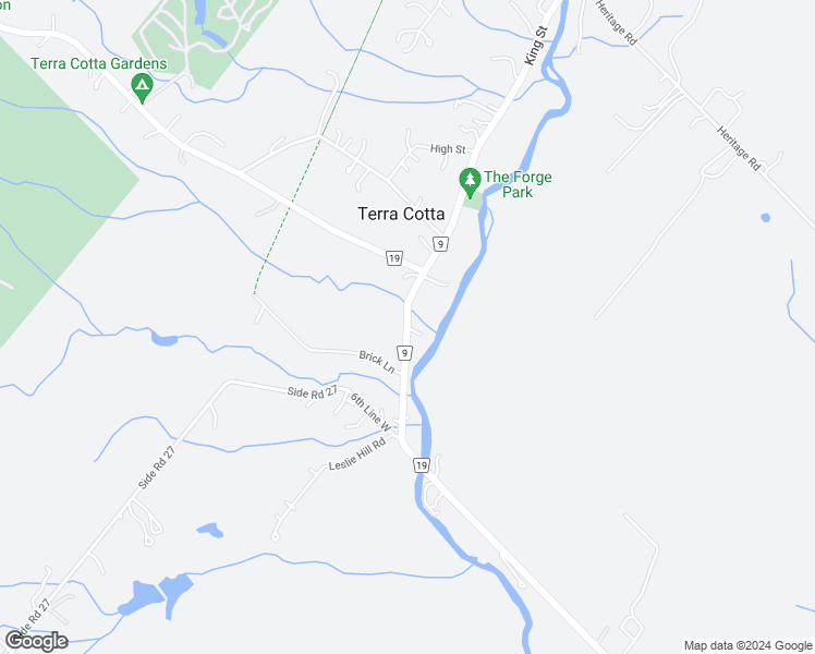 map of restaurants, bars, coffee shops, grocery stores, and more near King Street in Caledon