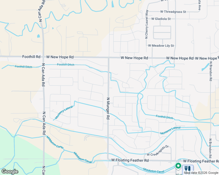 map of restaurants, bars, coffee shops, grocery stores, and more near 2426 North Munger Road in Star