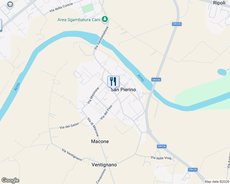 map of restaurants, bars, coffee shops, grocery stores, and more near 31 Via del Giardino in San Pierino