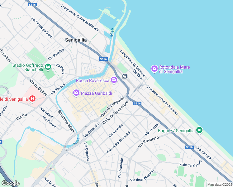 map of restaurants, bars, coffee shops, grocery stores, and more near 6 Via Chiostergi in Senigallia