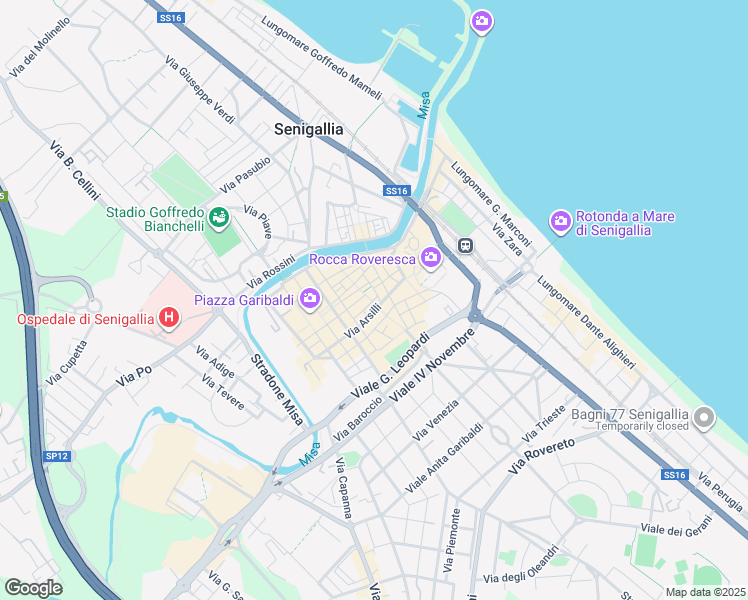 map of restaurants, bars, coffee shops, grocery stores, and more near 8 Viale Nazario Sauro in Senigallia