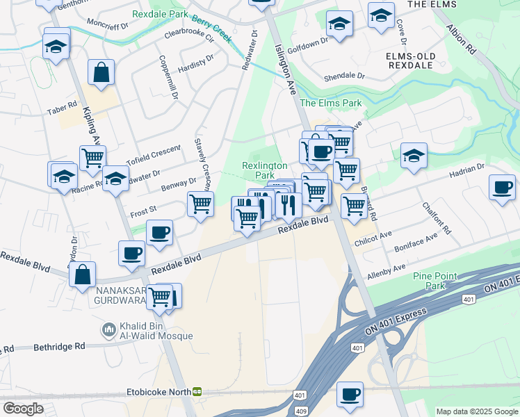 map of restaurants, bars, coffee shops, grocery stores, and more near 15 Bergamot Avenue in Toronto