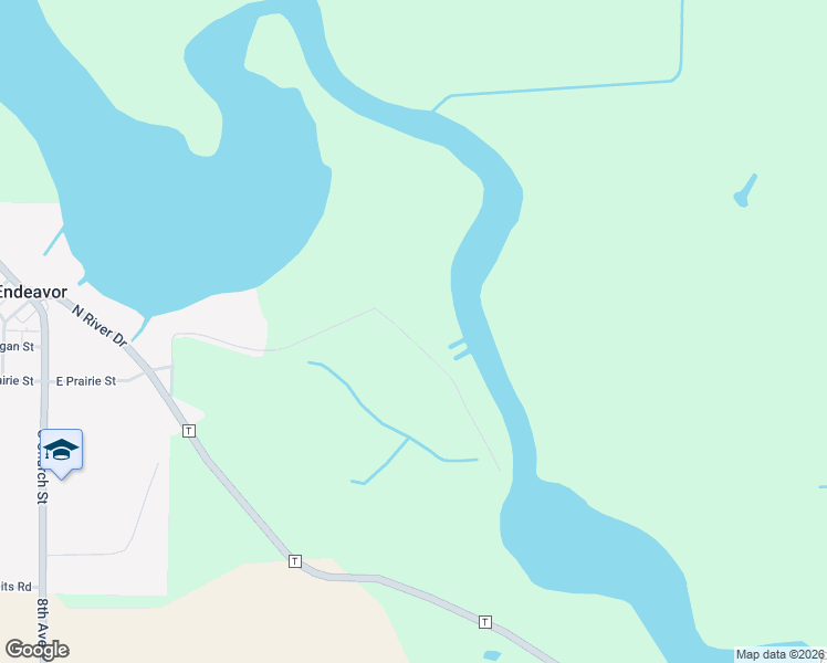 map of restaurants, bars, coffee shops, grocery stores, and more near W5796 North Island Drive in Endeavor