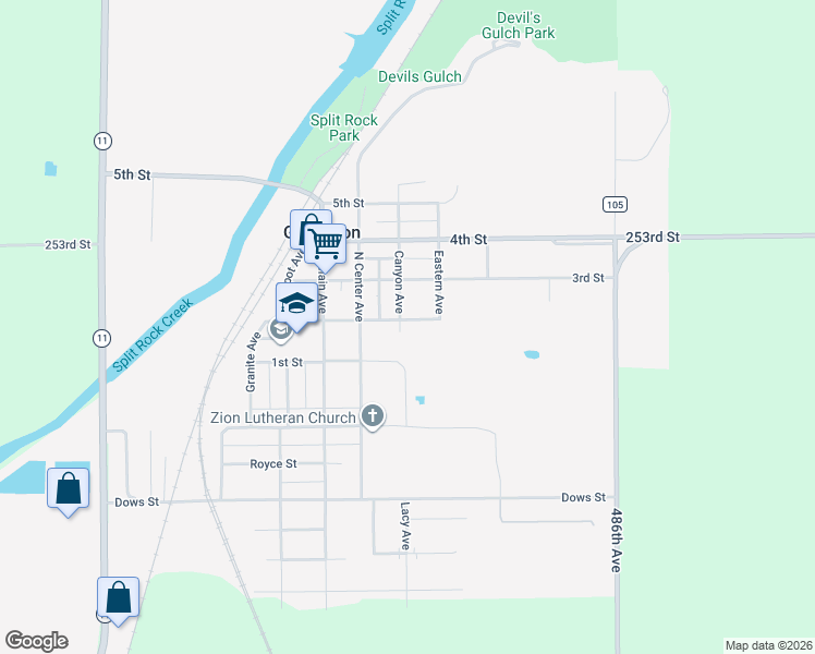 map of restaurants, bars, coffee shops, grocery stores, and more near 801 2nd Street in Garretson