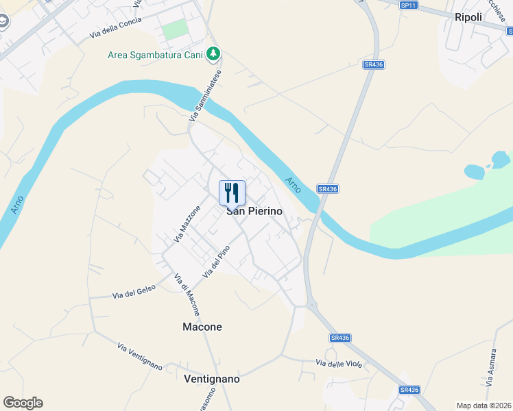 map of restaurants, bars, coffee shops, grocery stores, and more near 31 Via del Giardino San Pierino in San Pierino