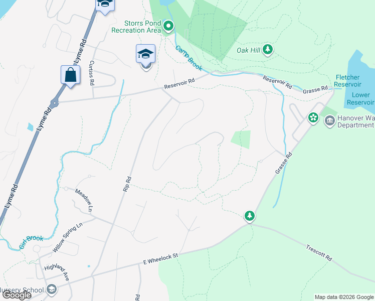 map of restaurants, bars, coffee shops, grocery stores, and more near 25 Hemlock Road in Hanover