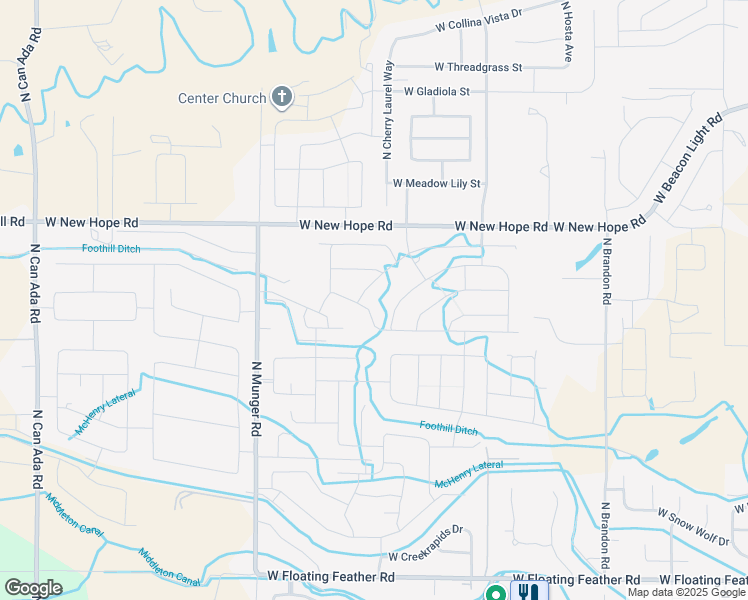 map of restaurants, bars, coffee shops, grocery stores, and more near 11601 West New Hope Road in Star
