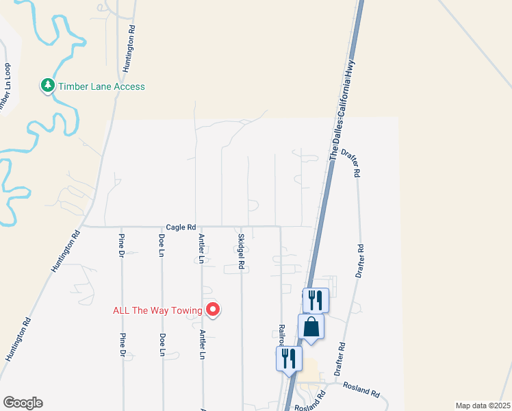 map of restaurants, bars, coffee shops, grocery stores, and more near 16992 Cagle Road in La Pine