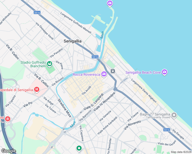 map of restaurants, bars, coffee shops, grocery stores, and more near in Senigallia