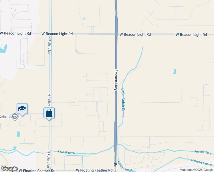 map of restaurants, bars, coffee shops, grocery stores, and more near 8542 West Floating Feather Road in Star