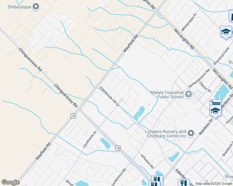 map of restaurants, bars, coffee shops, grocery stores, and more near in Brampton