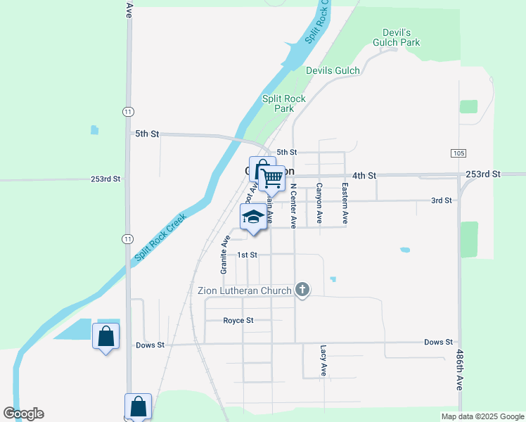 map of restaurants, bars, coffee shops, grocery stores, and more near 528 North Main Avenue in Garretson