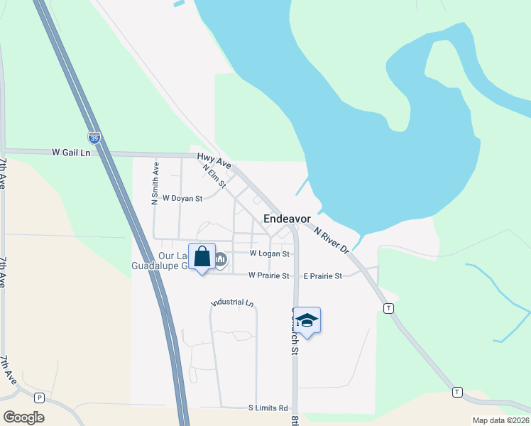 map of restaurants, bars, coffee shops, grocery stores, and more near 206 Perkins Street in Endeavor