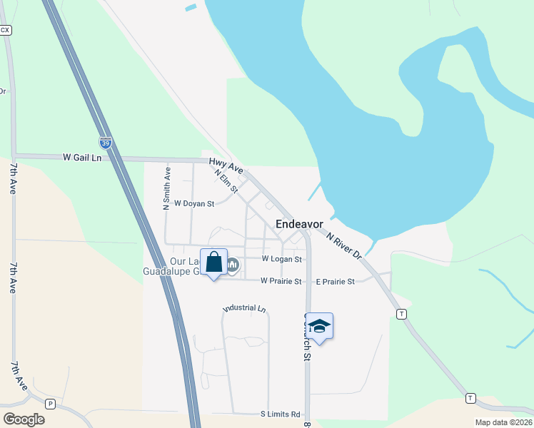 map of restaurants, bars, coffee shops, grocery stores, and more near 206 Perkins Street in Endeavor