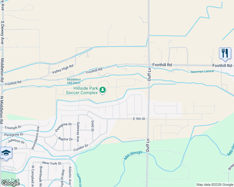 map of restaurants, bars, coffee shops, grocery stores, and more near 1884 Placerville Street in Middleton