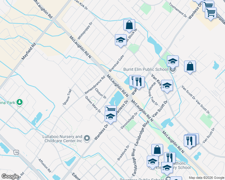 map of restaurants, bars, coffee shops, grocery stores, and more near 67 Baffin Crescent in Brampton