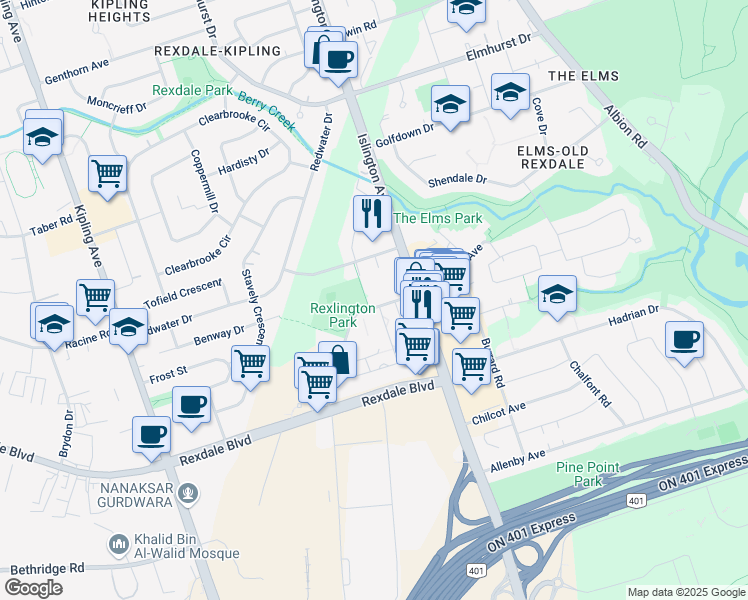 map of restaurants, bars, coffee shops, grocery stores, and more near 66 Bergamot Avenue in Toronto