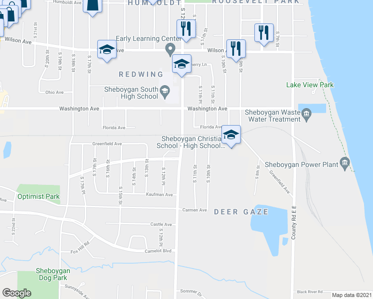 map of restaurants, bars, coffee shops, grocery stores, and more near in Sheboygan