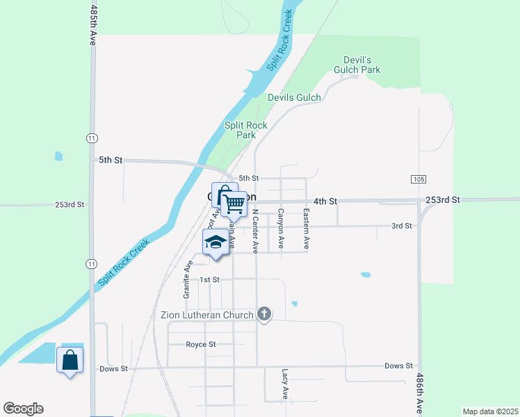 map of restaurants, bars, coffee shops, grocery stores, and more near 704 4th Street in Garretson