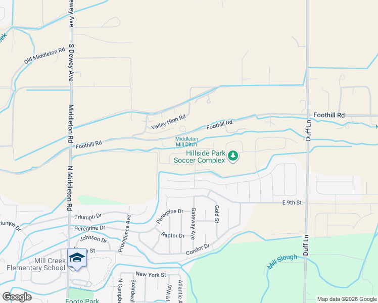 map of restaurants, bars, coffee shops, grocery stores, and more near 10449 Foothill Road in Middleton