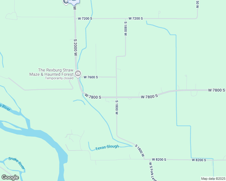map of restaurants, bars, coffee shops, grocery stores, and more near 7707 South 1800 West in Rexburg