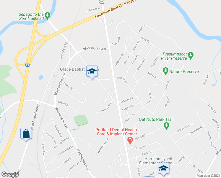 map of restaurants, bars, coffee shops, grocery stores, and more near 510 Auburn Street in Portland