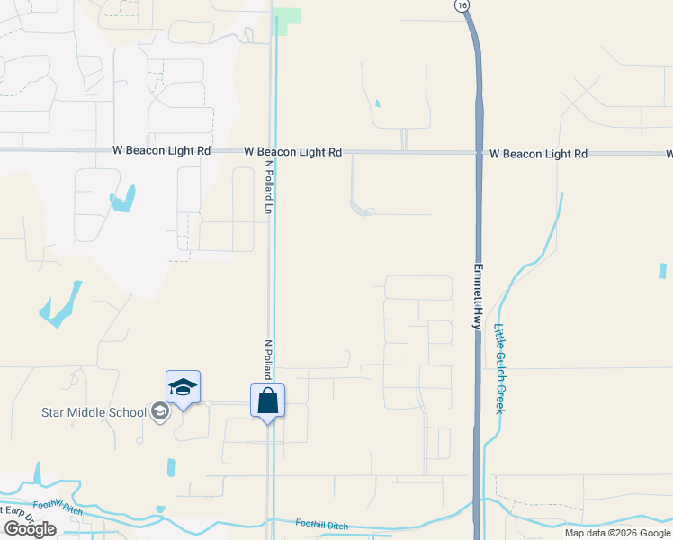 map of restaurants, bars, coffee shops, grocery stores, and more near 3740 North Pollard Lane in Star