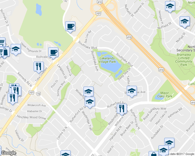 map of restaurants, bars, coffee shops, grocery stores, and more near 24 Martree Crescent in Brampton