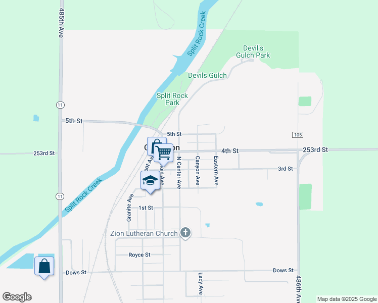 map of restaurants, bars, coffee shops, grocery stores, and more near 704 4th Street in Garretson