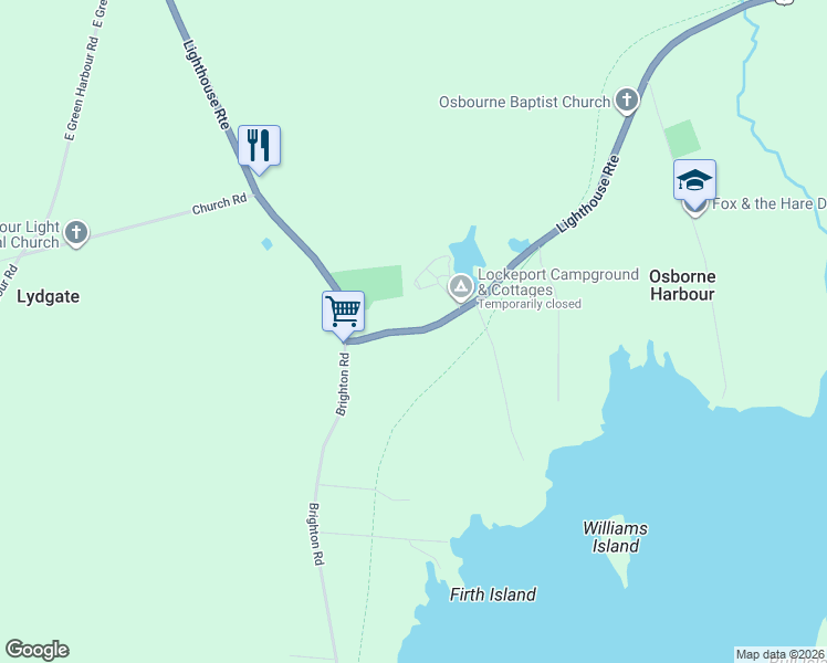 map of restaurants, bars, coffee shops, grocery stores, and more near Nova Scotia Trunk 3 in Lockeport