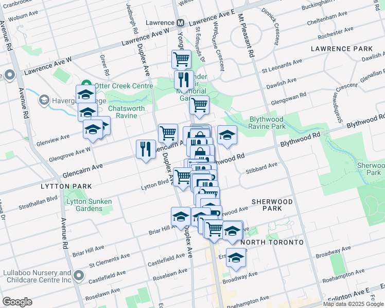 map of restaurants, bars, coffee shops, grocery stores, and more near 2 Alexandra Boulevard in Toronto
