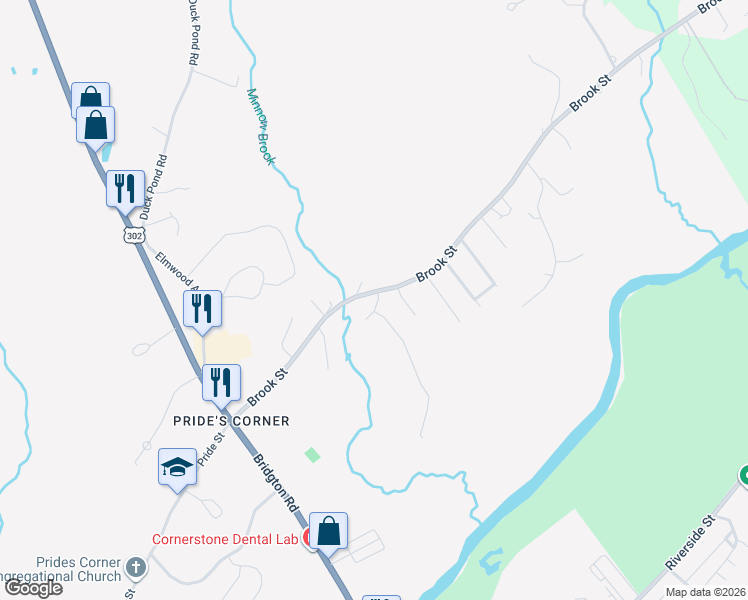 map of restaurants, bars, coffee shops, grocery stores, and more near 254 Brook Street in Westbrook