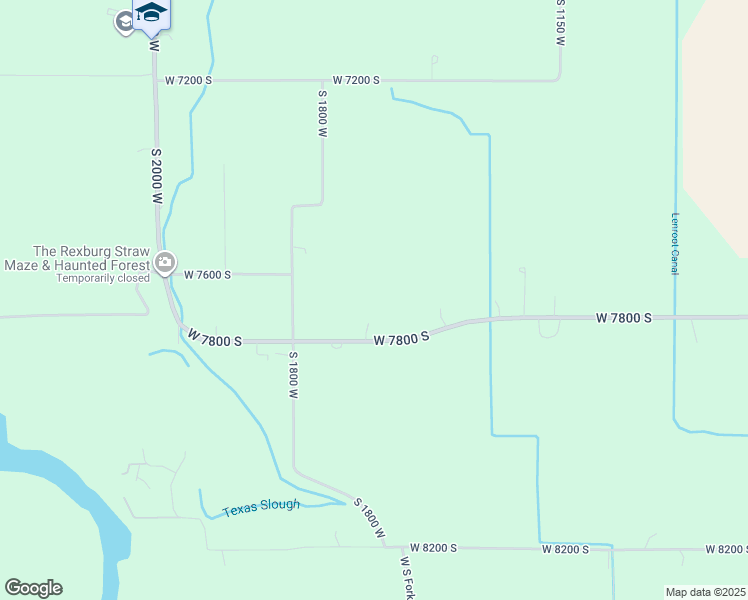 map of restaurants, bars, coffee shops, grocery stores, and more near 1556 West 7800 South in Rexburg