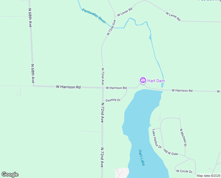 map of restaurants, bars, coffee shops, grocery stores, and more near 5 North Westwood Road in Hart